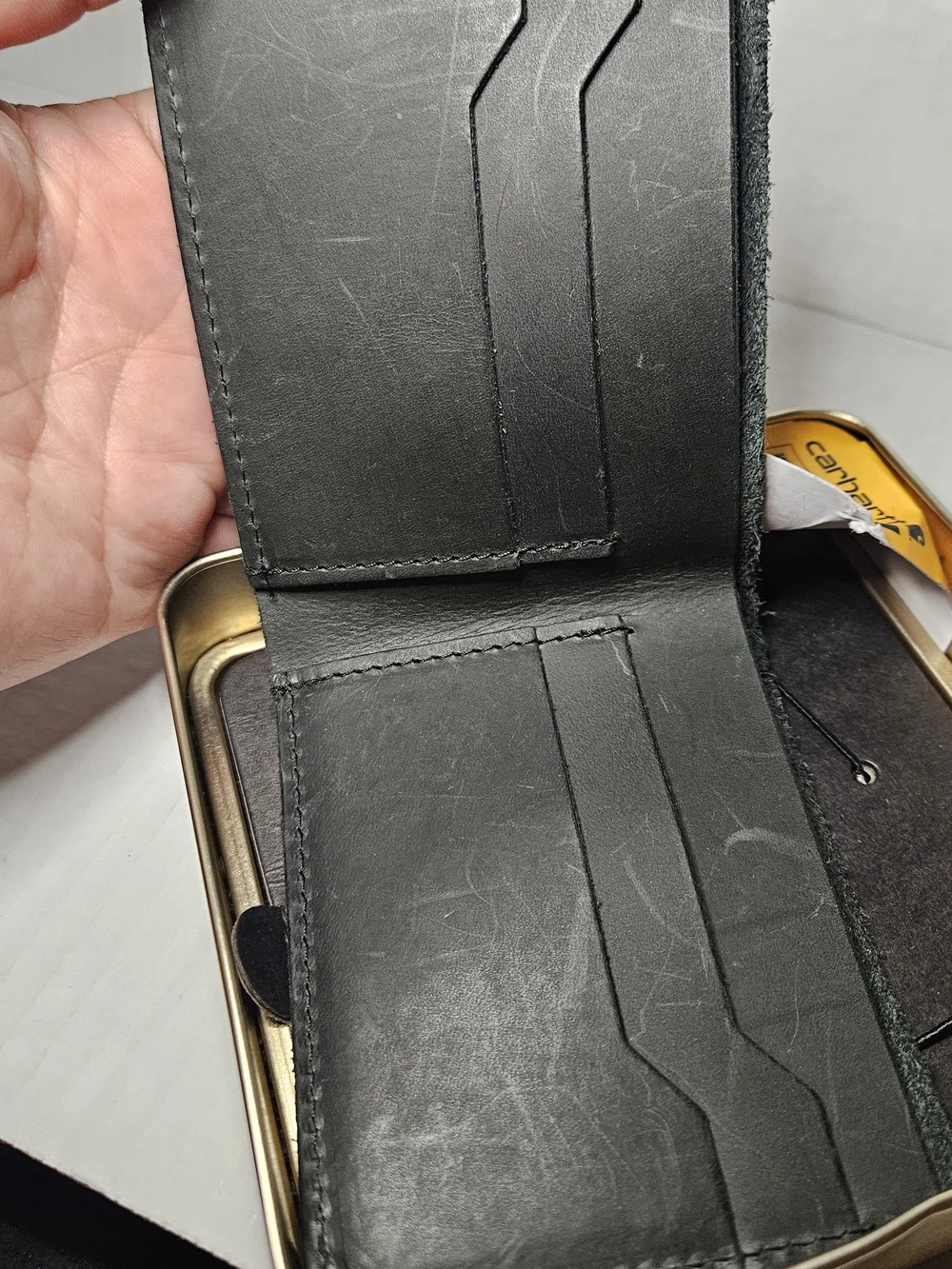 Carhartt Black Top-Grain Leather Bifold Card Wallet